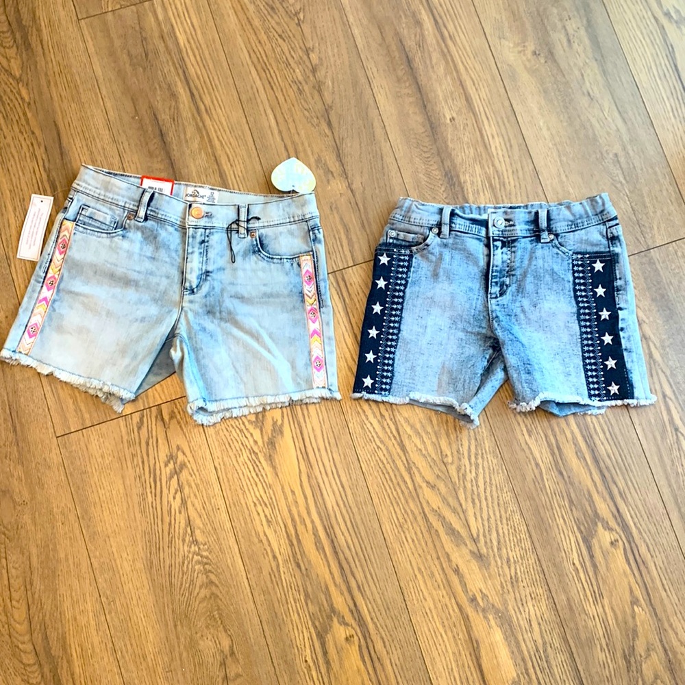 JORDACHE Youth size 12- Two pairs of light washed jean shorts